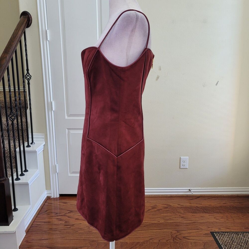 JW PEI Eva Spaghetti Strap Sueded Dress Burgundy Women 6 Mini Party Nightout - Picture 4 of 17
